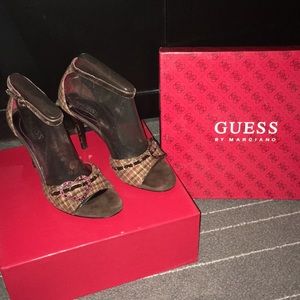 Wine velvet and plaid ankle strap pumps